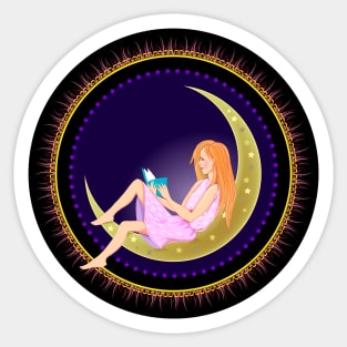 Girl reading book Sticker